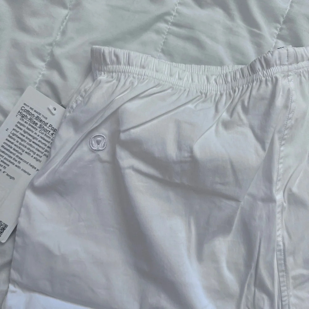 🆕🤍 Lululemon Cotton Blend Poplin High Rise Shorts - White - Picture 8 of 9